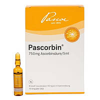 Паскорбін, Pascorbin, Німеччина, аскорбінова кислота 750 мг/5 мл ампули 10 шт