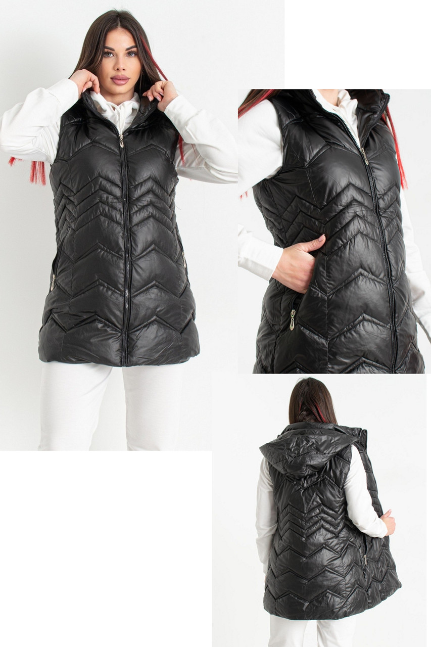Жилетка жіноча подовжена демісезонна стьобана високої якості, є великі розміри EXCLUSIVE