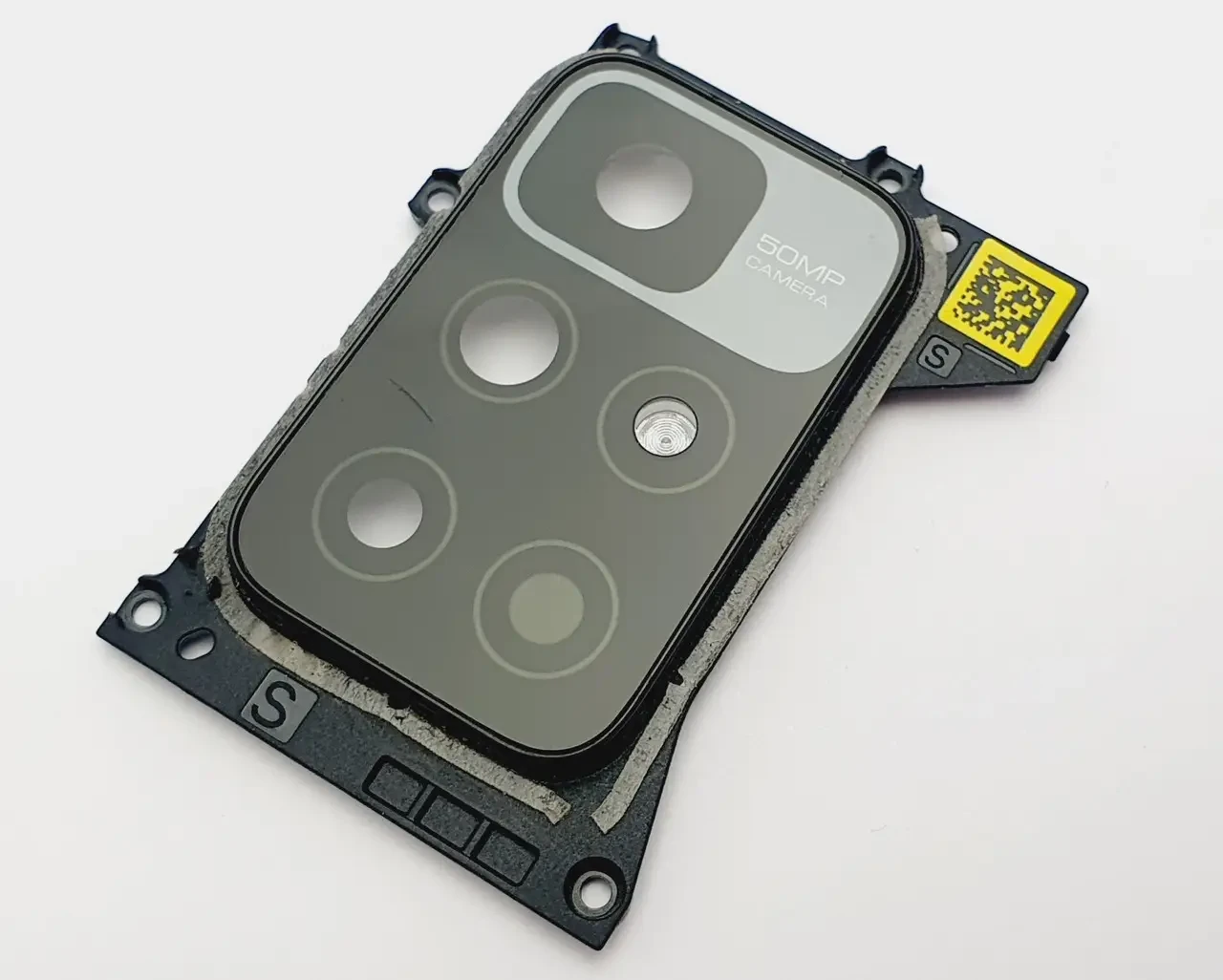 Скло камери для Xiaomi Redmi Note 11 чорне + рамка оригінал з розбирання, фото 1