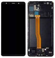 Дисплей для Samsung A7 2018 (A750) із сенсором чорний + рамка OLED оригінальний розмір матриці