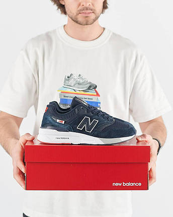Чоловічі кросівки New Balance 997H Navy White Взуття Нью Беланс 997 сині натуральна замша демісезон, фото 1