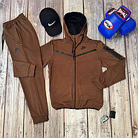 Спортивный костюм Nike мужской подростковый весенний осенний кофта с капюшоном штаны Найк трикотажный коричневый