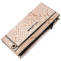 Стильный женский горизонтальный кошелек из натуральной фактурной кожи KARYA 21101 Бежевый tn