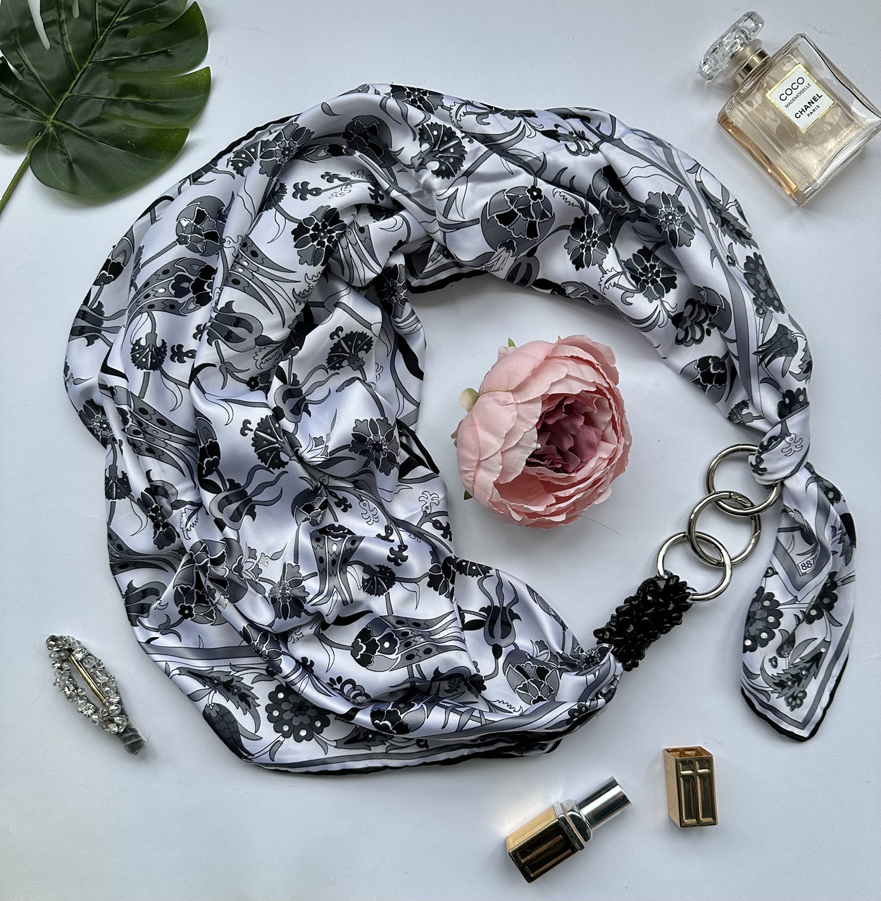 Хустка "Чорна орхідея" My Scarf, шийна хустка, подарунок жінці, подарункова коробочка!