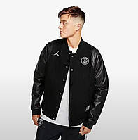 Куртка ветровка Джордан Париж Air Jordan PSG Varsity Jacket Black/White Бомбер