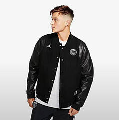 Куртка вітровка Джордан Париж Air Jordan PSG Varsity Jacket Black/White Бомбер 2XL