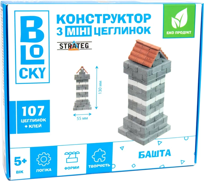 Будівельний набір для творчості з міні-цеглинок Strateg Blocky Вежа