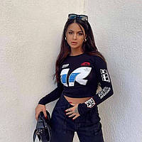 Racing girl топ с гоночными принтами, принт на спине, белый и черный 42-44, 44-46