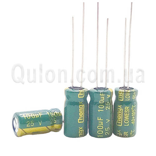 Конденсатор 100uf 25v 100Мкф 25в 6X11 105C Low ESR ChongX (ID ...