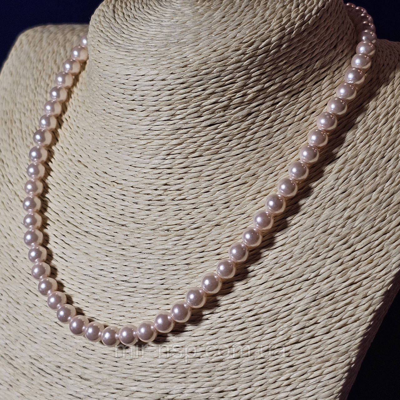 Чокер натуральний перламутр із покриттям під перли 6 мм довжина 38,5 см, фото 1