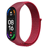 Нейлоновый ремешок для Xiaomi Mi Band 3/4/5/6, Amazfit Band 5 "Малиновый" (VANAX79002)