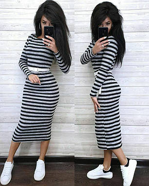 Плаття в смужку обтягувальне з ангори довгий рукав, фото 2