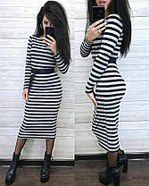 Плаття в смужку обтягувальне з ангори довгий рукав, фото 3