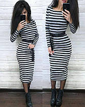 Плаття в смужку обтягувальне з ангори довгий рукав, фото 4