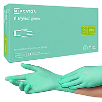 Нитриловые перчатки Mercator Medical Nitrylex GREEN, S (6-7), мятные, 100 шт