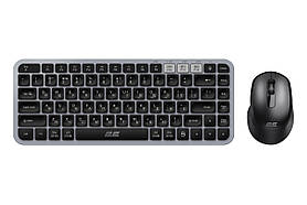 Комплект бездротова клавіатура та миша компактні 2E MK430, WL/BT, EN/UKR, сіро-чорний