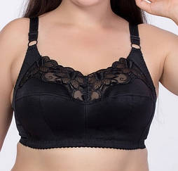 Бюстгальтер великого розміру з вишивкою без кісточок, чорний