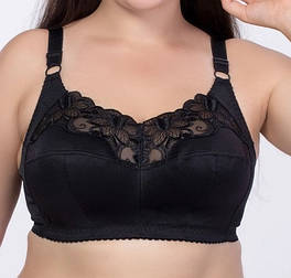 Бюстгальтер великого розміру з вишивкою без кісточок, чорний
