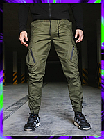 Чоловічі спортивні штани котонові з манжетами Джогери Штани котонові хакі кольору Штани карго Туреччина