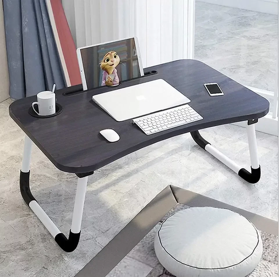 Якісний стіл для ноутбука 60х40х28 столик-трансформер для ноутбука темне дерево без USB