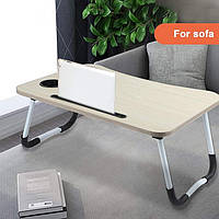 Столик для ноутбука компактный переносной , планшета, раскладной стол для завтрака белое дерево без USB