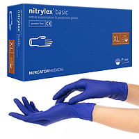 Нитриловые перчатки Mercator Medical Nitrylex BASIC, XL (9-10), синие, 100 шт