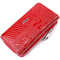 Яркое женское портмоне из лакированной фактурной кожи KARYA 21428 Красный tn