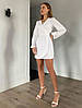 Красиве модне молодіжне жіноче плаття-міні, на запах, молочно-біле, фото 3