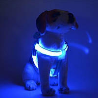 Шлейка для собак з світлодіодною підсвіткою, розмір (M) обхват грудей 38-50 см