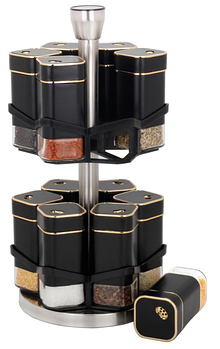 Набір для спецій на підставці 12 предметів по 120 мл із дворівневою підставкою для кухні