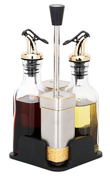 Набір для спецій на підставці 4 предмети, перечниця соломинка баночки для олії оцту кухонний аксесуар