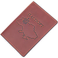 Обложка на паспорт в винтажной коже Карта GRANDE PELLE 16772 Светло-коричневая tn