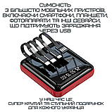 Повербанк 5в1 20000 mAh на 4 Виходи з Вбудованими Портами TYPE-C + USB + IPhone + Micro USB Міні Кишеньковий, фото 5