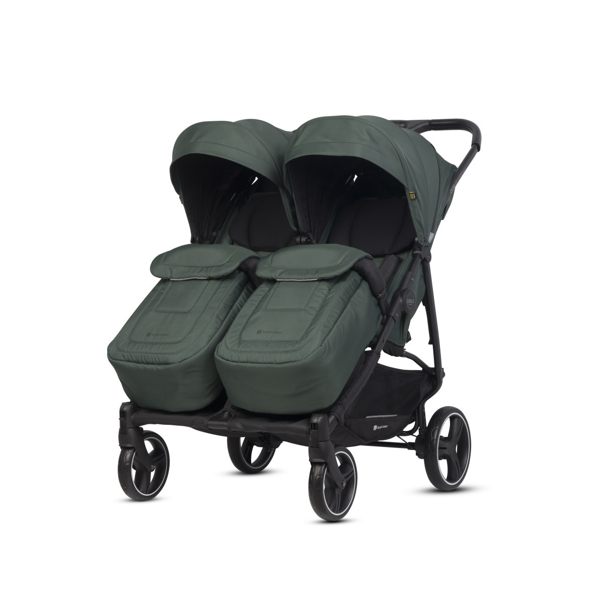 Дитяча прогулянкова коляска для двійні EasyGo Doblo 2024 Jungle хакі складається однією рукою