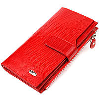 Красивий жіночий гаманець із натуральної фактурної шкіри CANPELLINI 21646 Червоний tn