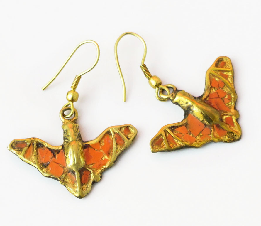 Сережки NEHA Кажан Червоний корал