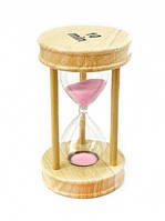 Пісочний годинник "Круг" дерево 10 хвилин Рожевий пісок