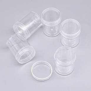 Контейнер для Бісера, для Бусин, для дрібниць, Круглий, Пластик, Безбарвний, 3.9x5 см, Об'єм 20 мл, (5 шт.)