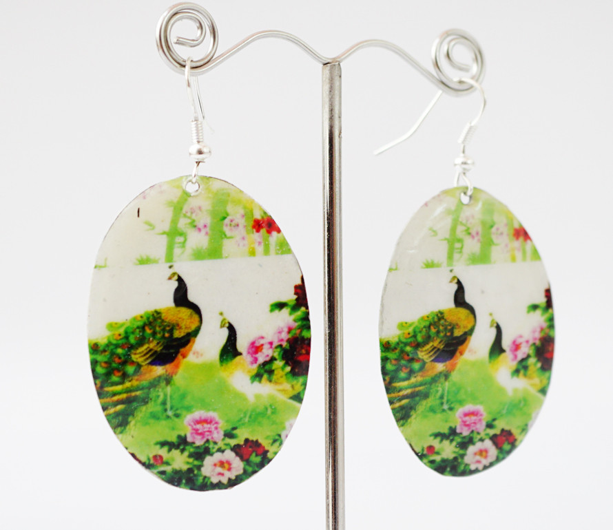 Сережки Хіппі Павлін No2 Овал