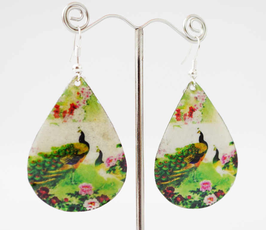 Сережки Хіппі Павлін No2 Крапля