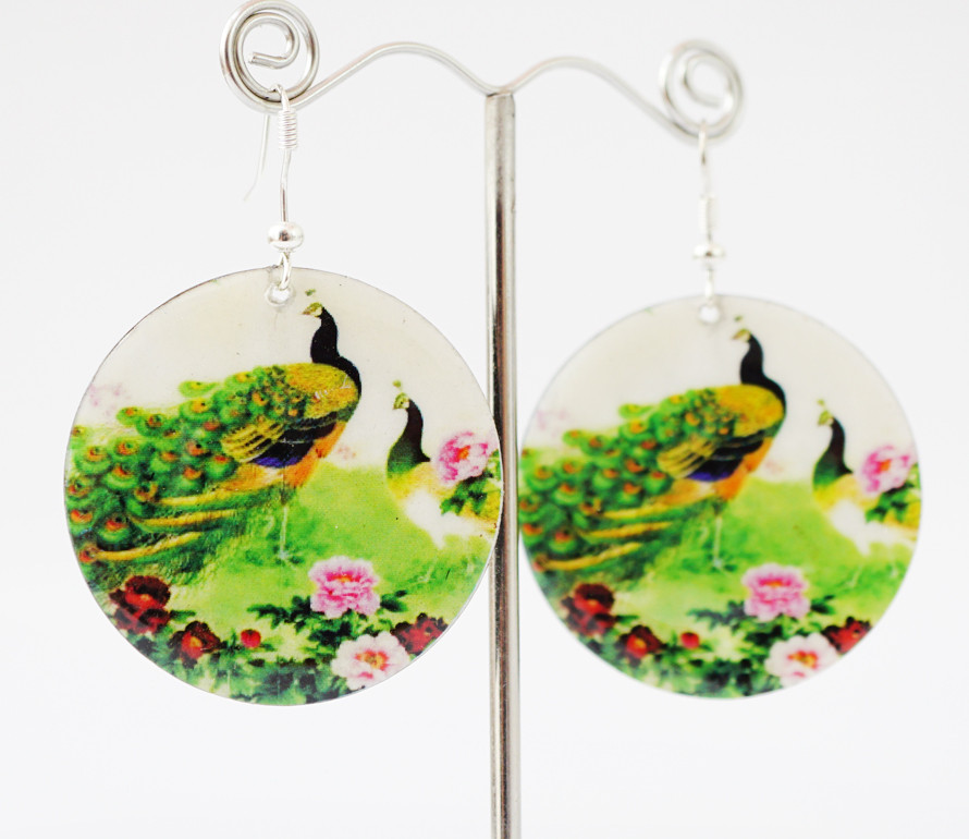 Сережки Хіппі Павич No2 Круг