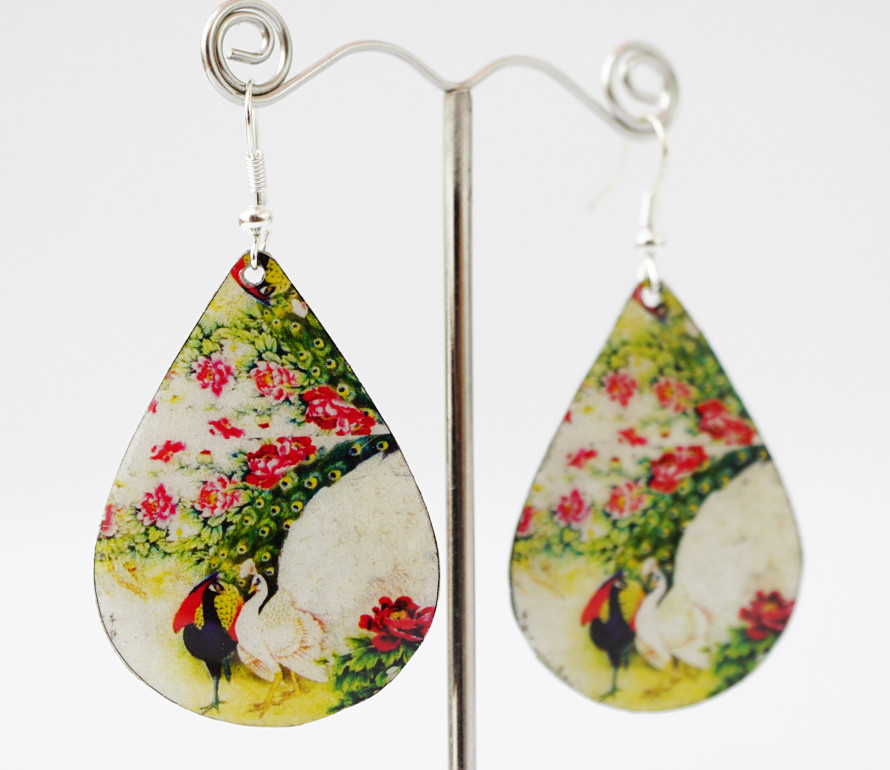 Сережки Хіппі Павлін No3 Крапля