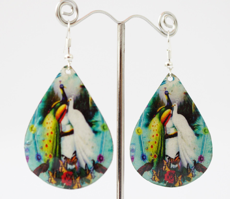 Сережки Хіппі Павлін No4 Крапля