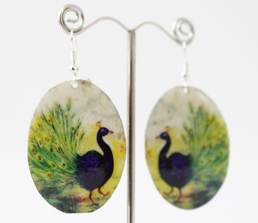 Сережки Хіппі Павлін No5 Овал