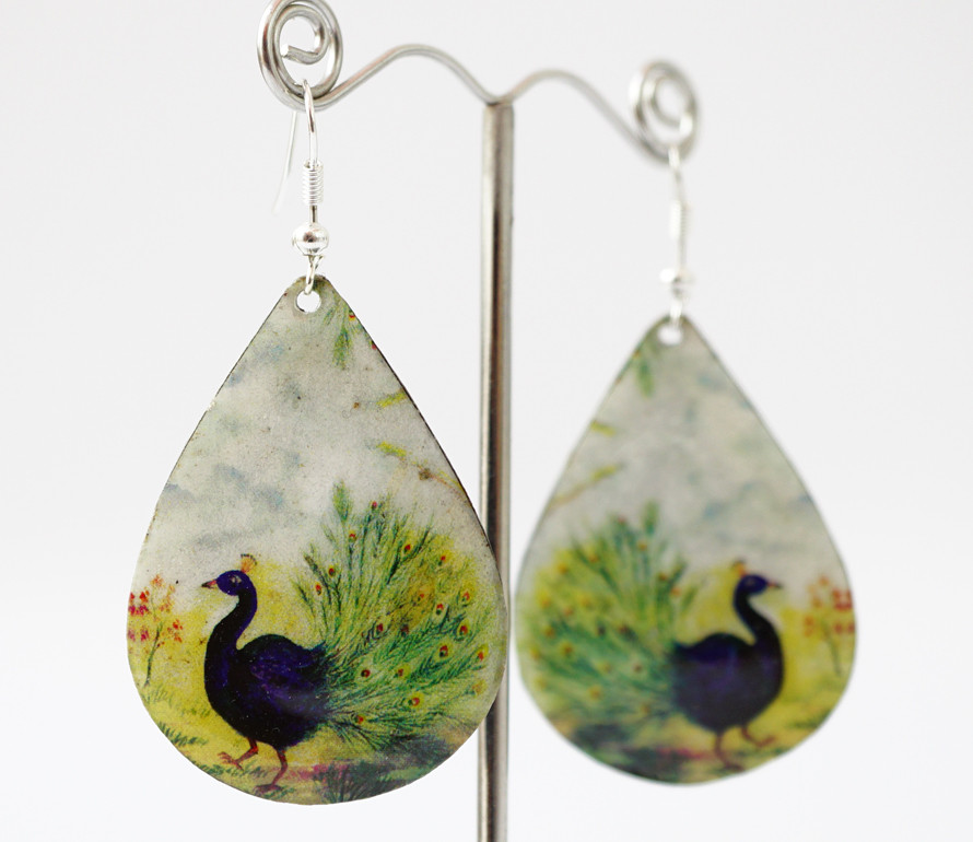 Сережки Хіппі Павлін No5 Крапля