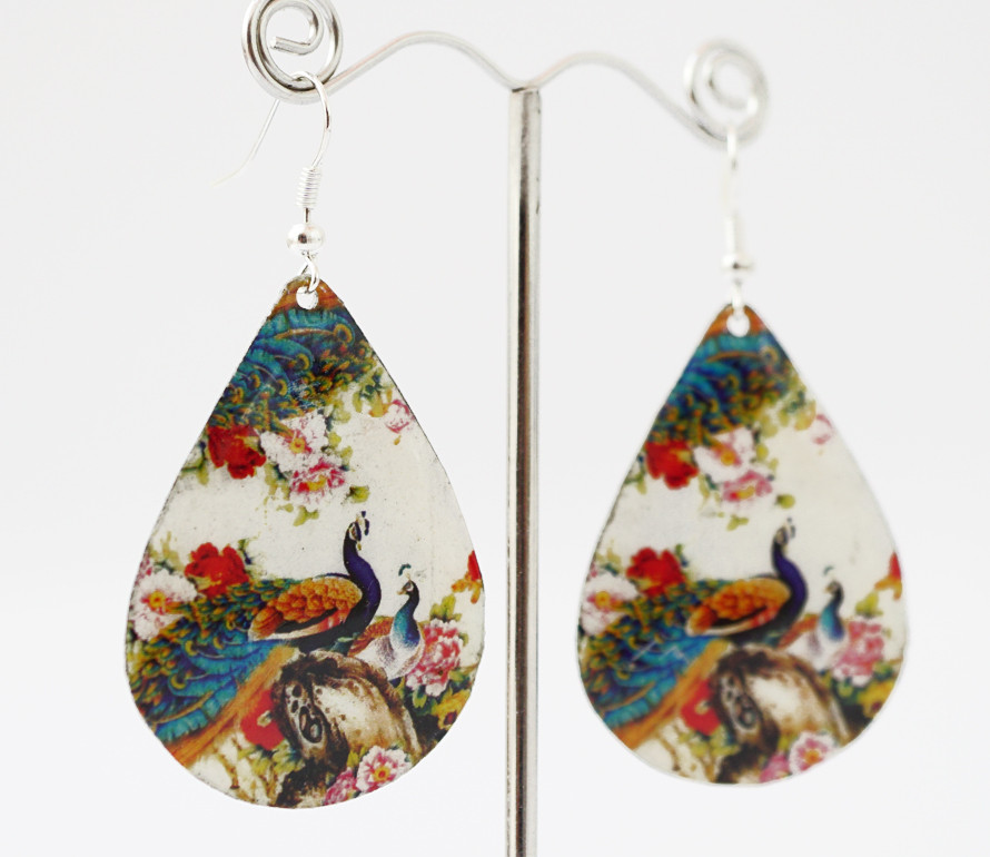 Сережки Хіппі Павлін No6 Крапля