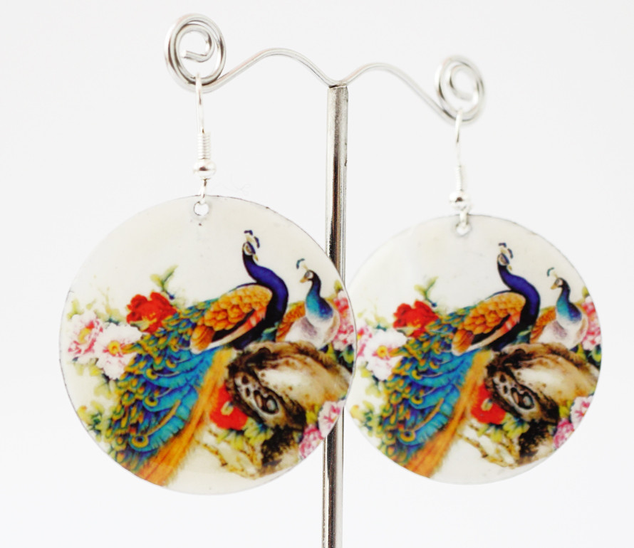 Сережки Хіппі Павлін No6 Круг