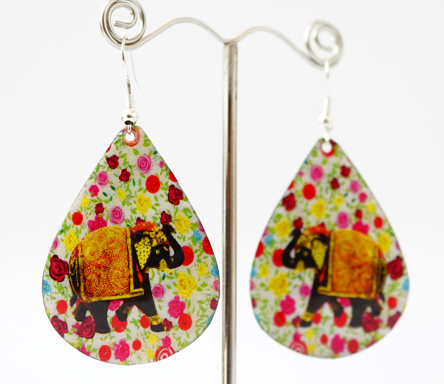 Сережки Хіппі Слоник No6 Крапля