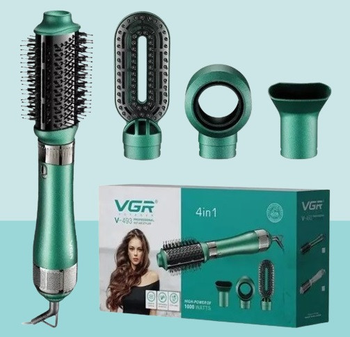 Фен-Щітка 4в1 VGR V-493 (4-насадки, Потужність 1000 Вт), фото 1