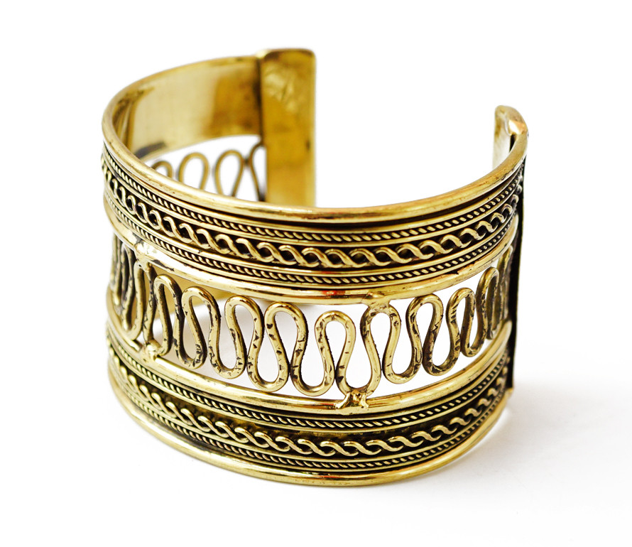 Браслет Скоба Змійка жовтий метал